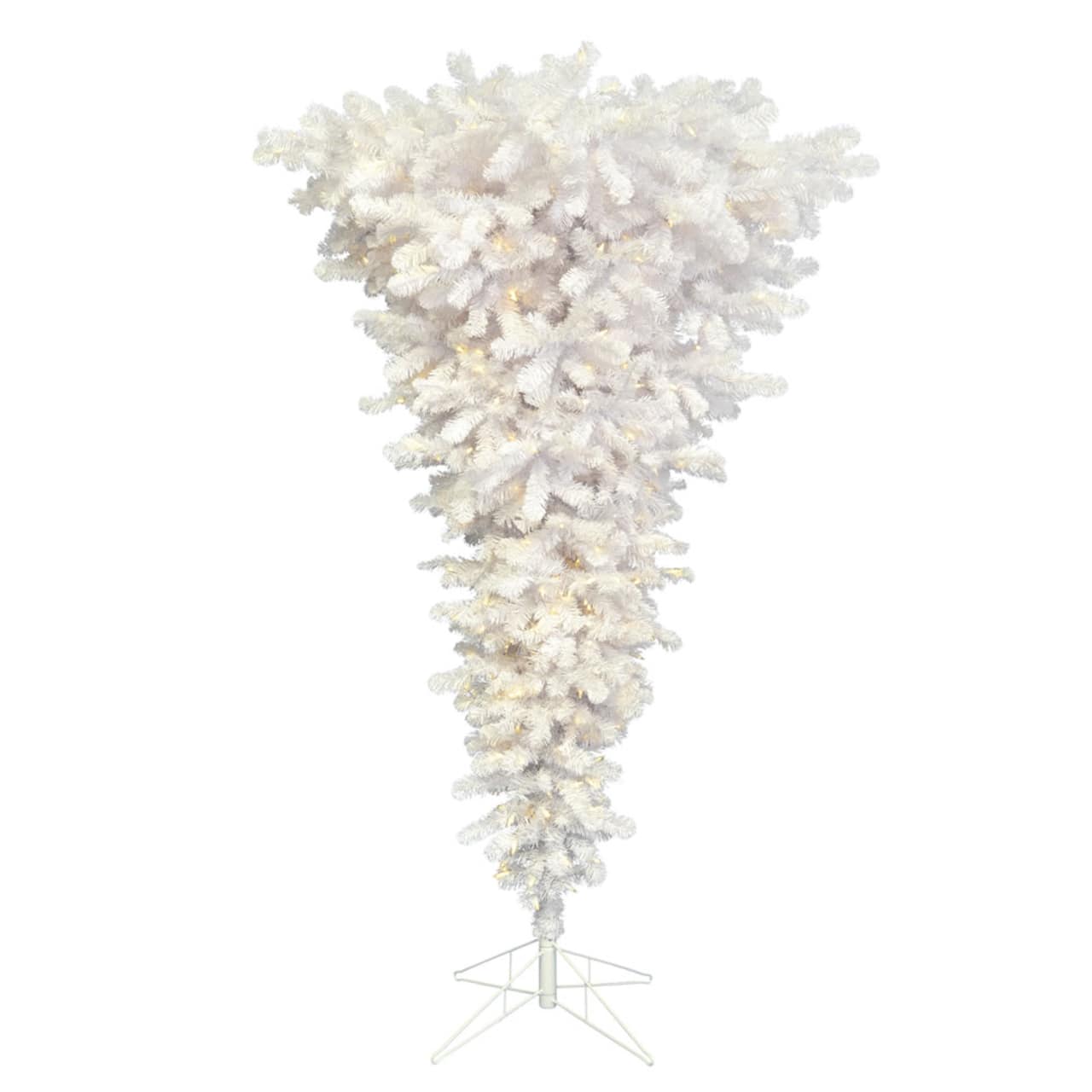 5.5ft. Pre-Lit White Upside Down Artificial Christmas Tree, White LED Lights